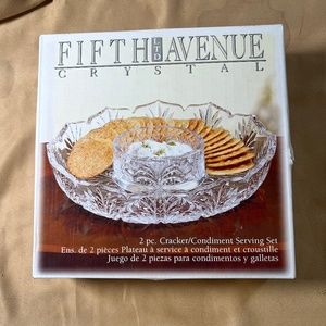 NWOT Fifth Avenue Crystal 2pc Serving Set